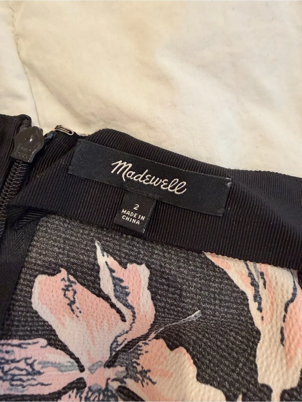 Madewell Black Skater Skirt with Blush Floral Print